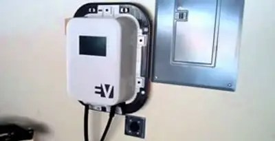 Electric car charger installation with wall-mounted EV charging station in Flagstaff, AZ